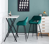 JaHECOME Lot de 2 Tabourets de Bar avec Dossier, Accoudoirs et Repose-Pieds,Chaises de Bar Roubourés, Pieds en Métal Chaises pour Salon, Bistrots (2, Vert)