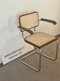 Generico Chaise avec accoudoirs en Paille de Vienne et hêtre Naturel Laqué Noyer Foncé