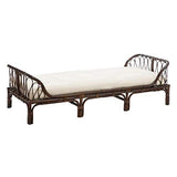 Tousmesmeubles Lit de Repos en rotin Marron avec Coussin - UWAY - L 185 x l 78 x H 55 - Neuf