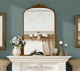 SHYFOY Miroir Mural Antique Orné Baroque Orné, Miroirs décoratifs d'entrée de Salle de Bains Armoire à Poudres, Miroir Ancien élégant Traditionnel, 80 X 60 CM