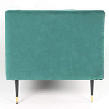Menzzo Djulian Canapé en Velours, Bois, Vert, L145 x P75 x H72 cm