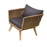 Tousmesmeubles Fauteuil en Corde Beige/Bois - BIAK - L 72 x l 72 x H 68 - Neuf