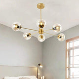 Sputnik Lustre 6 lumières Plafonnier Nordique Creative E27 Éclairage Pendant Globe En Verre Pendant La Lampe pour Chambre Salon Salle À Manger Doré 6 Lumières
