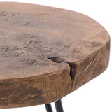 DESIGN DELIGHTS Table Basse en bois massif et métal Ø 34 cm, Hauteur 37 cm