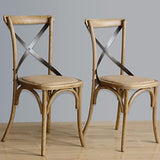 Bolero GG656 Lot de 2 chaises de salleà  manger en bois avec dossier et croix en métal Hauteur 880 mm