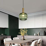 MZStech Lampe suspendue moderne, suspension en verre vert avec douille de suspension en cuivre doré