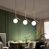 HJXDtech Luminaire Suspension avec abat-jour boule en verre blanc Lampe à suspension de plafond Loft Bar en métal doré, Cuisine Salon & Salle à manger Lustre (1-lumière)