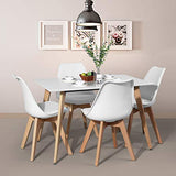Meubles Cosy Table à Manger de Cuisine Table Basse de Détente Blanche et Rectangulaire en Bois Guéridon de Salle de Conférence 110*70*74 cm