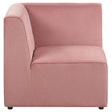 Beliani Canapé Paoramique Modulable 6 Places avec Pouf Ottoman en Velours Côtelé Rose Look Tendance et Matières de Qualité pour Salon Moderne