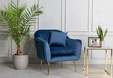 Fauteuil de salon | Fauteuil moderne en velours | Fauteuil de relaxation pour chambre | Chaise longue et cocktail | Fauteuil de lecture confortable, fauteuil capitonné Ralph par JD Elegance, bleue