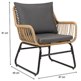 IDIMEX Chaise de Salle à Manger Albedo Imitation rotin, Fauteuil d'intérieur ou d'extérieur pour Jardin en polyrattan résistant aux UV et Acier Anti-Rouille laqué Noir, avec 2 Coussins Gris