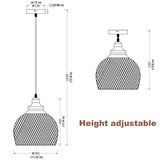 RWNTAOZM Hanging Cage Pendant Light - Φ28CM (11in), E27 40W, Noir Métal Mesh Suspension Luminaire en maille métallique plafonnier pour Restaurant Salon Chambre Cuisine Bar