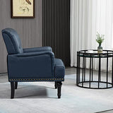 SEPNINE Fauteuil Classique en Cuir synthétique - pour Salon et Chambre - Charge maximale : 150 kg (Bleu foncé)