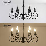 JIINOO Lustre Style Traditionnel Pays, Vintage Bougie Réglable en Hauteur Suspension Luminaire Lustre Suspendu en Fer, 6 E14 Lumières Ferme Classique Pendentif Éclairage Luminaire pour Cuisine Salon