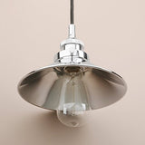 Pathson 21.6cm Abat-Jour en Fer Suspension Luminaire Vintage Industrielle E27 Eclairage Rétro Plafond Lampe Plafonnier Pendant Lampe pour Café,Cuisine,Salle à Manger(Ampoule Non Inclus) Chrome