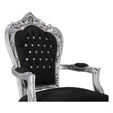Fauteuil Baroque Luxury en bois feuille argent velours noir