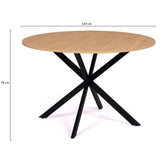 IDMarket - Table à Manger Alix Ronde 4-6 Personnes Pied araignée Bois et Noir
