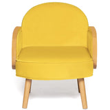 IDMarket - Fauteuil Elina en Velours Jaune et cannage
