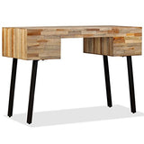 Festnight Bureau Vintage en Bois de Teck de Récupération Massif avec Tiroir 110 x 50 x 76 cm