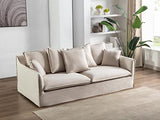 Vente-unique - Canapé 3 Places en Tissu et Lin Beige SANKA