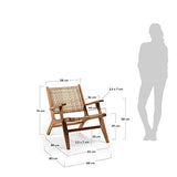 Kave Home - Fauteuil Grignoon avec accoudoirs en rotin et Structure en Bois Massif d'acacia pour Usage intérieur et extérieur