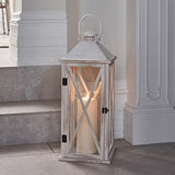 Lights4fun LED Lanterne Folkestone en Bois avec Bougie TruGlow®