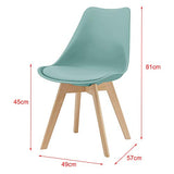 [en.casa] Lot de 2 Chaises de Salle à Manger Scandinave Siège Cuisine Plastique Similicuir Hêtre Menthe 81 x 49 x 57cm