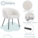 Wahson Fauteuil à Manger Chaise de Salle à Manger Chaise de Loisirs Chaise en Velours pour Chambre à Coucher/Coiffeur (Blanc-Fausse Fourrure)