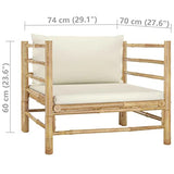 vidaXL Canapé de Jardin avec Coussins Fauteuil d'Extérieur Canapé de Patio Meuble de Terrasse Fauteuil de Jardin Blanc Crème Bambou