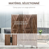 HOMCOM Paravent intérieur 4 Panneaux 182 x 170 cm Style campagnard Chic - séparateur de pièce avec croisillons - Bois de Paulownia Noyer