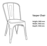 Birlea Vasper Lot de 2 chaises, métal, Bleu, 54 x 44 x 84 cm