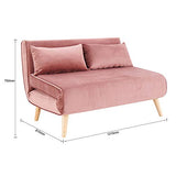 DecoInParis Banquette Convertible 2 Places en Velours Tonka (Rose)