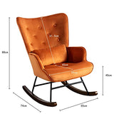 HomeMiYN Fauteuil A Bascule Scandinave Fauteuil d'allaitement Rétro en Velours Pieds en Bois Chaise A Bascule pour Chambre à Coucher Bureau,Caramel