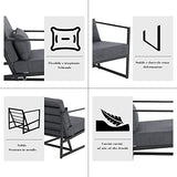 Mingone Fauteuil de Salon Canapé Monoplace Rembourré Lounge Convertible Inclinable Chaise avec Accoudoirs et Dossier Lin Gris Foncé, 1