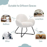 Wahson Chaise Salle à Manger Chaise de Loisirs avec Pieds en Métal Croisés, Fauteuil en Fausse Fourrure pour Salon/Chambre (Blanc)