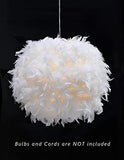 Waneway Pendentif abat-jour à plumes blanches pour plafond, abat-jour non électrique avec bague de réduction d'ombre pour salle de séjour, salle à manger 30 cm