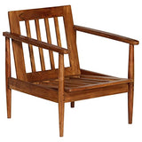 vidaXL Fauteuil Cuir Véritable avec Bois d'Acacia Marron Salle de Séjour Salon
