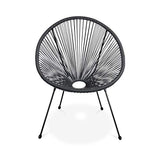 Alice's Garden Fauteuil Acapulco Forme d'oeuf - Gris foncé - Fauteuil 4 Pieds Design rétro, Cordage Plastique, intérieur/extérieur