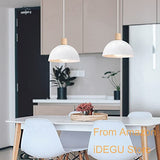 iDEGU Lot de 2 Lustres Suspensions Rétro Suspension Luminaire Moderne Style Demi-Cercle Plafonnier E27 en Bois Métal Lampe Suspension pour Chambre Salle à Manger Cuisine, Ø 20CM (2 Pack Blanc)