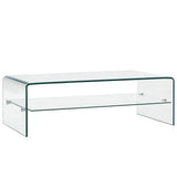 Tidyard Table Basse Verre Trempé | Table Basse Salon 98 x 45 x 31 cm avec 1 Étagère