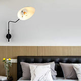Bras Long Applique Murale Interieur avec Interrupteur Industrielle Lampe Murale Vintage Retro Bras Articule Pivotant Créative Design Luminaire de Lecture Lumiere Chevet Eclairage Chambre Métal Noir 1