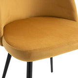 HOMCOM Chaises de Salle à Manger Design scandinave - Lot de 2 chaises - Pieds effilés métal Noir - Assise Dossier Ergonomique Velours Moutarde