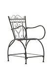 Chaise de Jardin en Fer Forgé Sheela - Design Romantique avec Dossier Accoudoirs et Repose-Pieds - Chaise de Terrasse en Fer avec de Belles, Couleur:Bronze