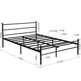H.J WeDoo Cadre de lit Double Plateforme en métal | Sommier | Support à Lattes en métal | Rangement sous Le lit | 140 x 190 cm | Noir