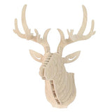 Tête de cerf en bois Support mural en forme de tête d'animal, décoration d'entrée, blanc