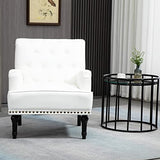 SEPNINE Fauteuil Classique en Cuir synthétique - pour Salon et Chambre - Charge maximale : 150 kg (Blanc)