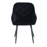 Colenis - Iris chaises de Salle à Manger - Lot de 4 - Noir - rembourrées en Velours avec accoudoirs et Pieds en métal - pour Salon - réception - Bureau - Velours
