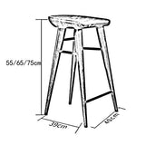 Tabouret de Bar en Bois Massif avec Repose-pieds, Siège Incurvé Ergonomique pour Comptoir Cuisine Café, Chaise de Petit-déjeuner Hauteur 55/65/75 cm (Couleur : Noyer, taille : 65cm)