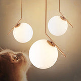 MZStech Moderne Mode Suspension Lampe Fer Verre LED Luminaire Suspension Boule Verre Vec Du Métal Doré(25CM)