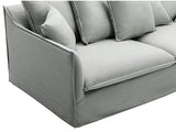 Vente-unique - Canapé 3 Places en Tissu et Lin Gris SANKA